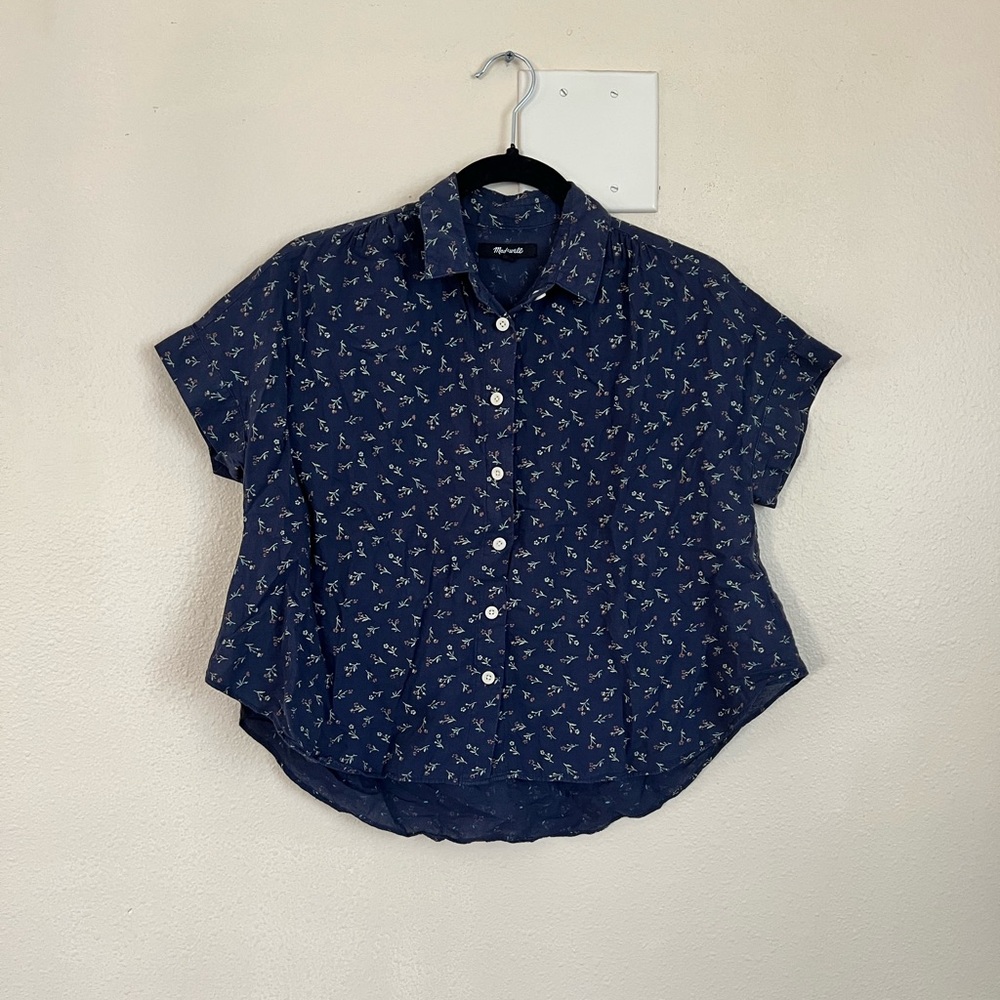 Madewell Blue Floral Button-Up Shirt